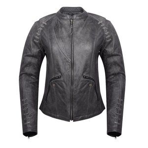 Ladies Lightweight Distressed Gray Goat Skin Leather Jacket